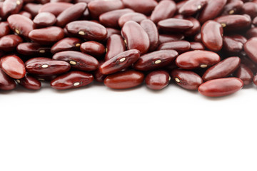 red kidney beans with copy space on white background