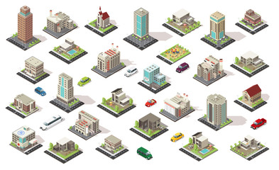 Obraz premium Kolekcja elementów izometrycznego miasta