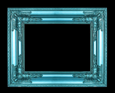 Blue picture frame isolated.