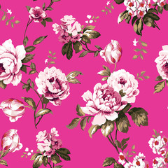 Shabby chic vintage roses seamless pattern