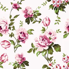 Fotobehang Shabby chic vintage roses seamless pattern © EnginKorkmaz