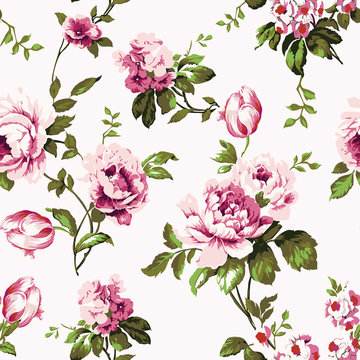 Shabby Chic Vintage Roses Seamless Pattern