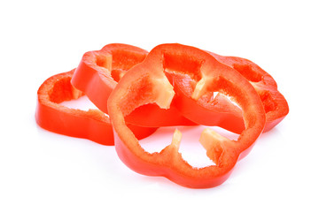 slice of red bell pepper isolated on white background