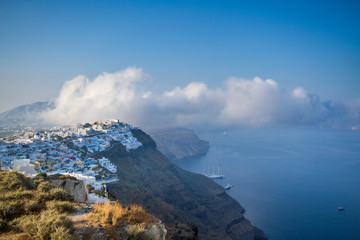 Thira town on Santorini island.