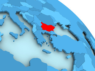 Fototapeta premium Bulgaria on blue globe