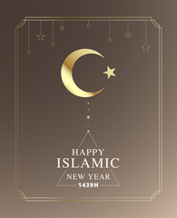 Happy islamic new year 1439h. vector design ornament and decoration. website and advertise.