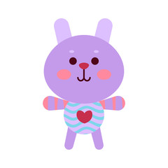 Cute cartoon bunny animal toy, colorful vector Illustration