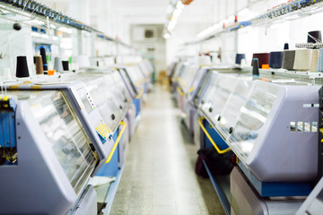 Textile industry machines in factory