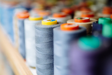 Colorful thread spools used in fabric industry