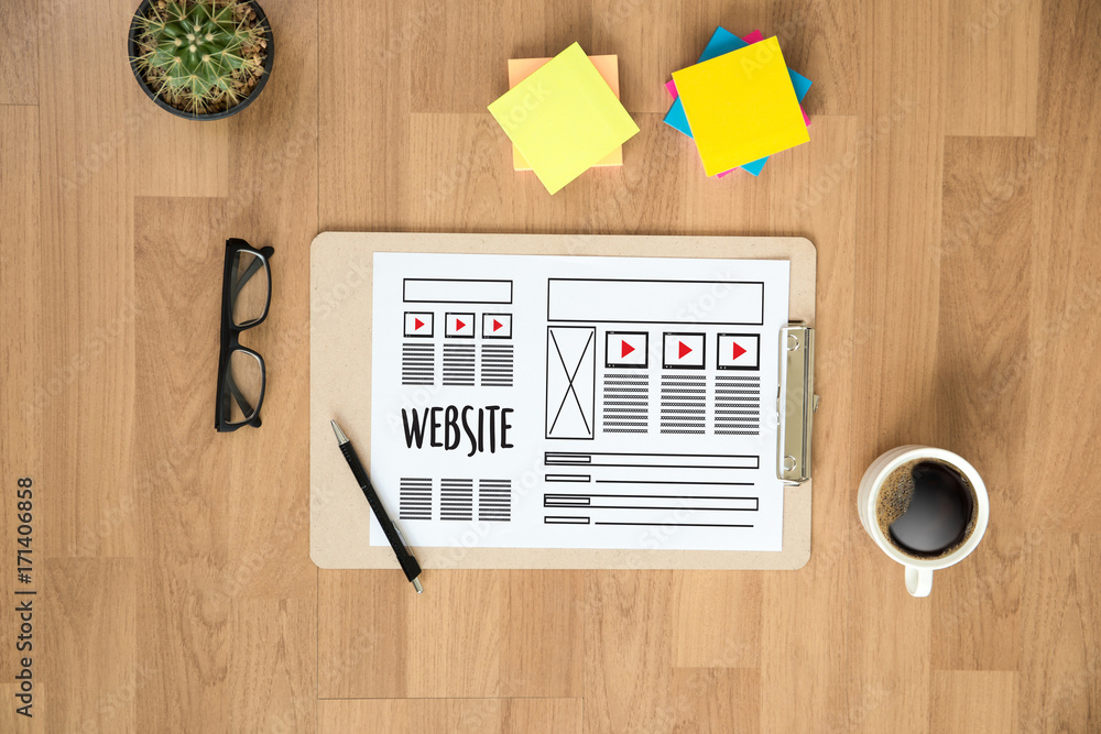 Poster website designer working layout sketch drawing software media www and graphic layout website develop