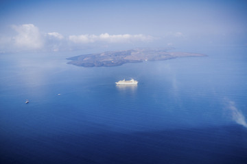 Cruise ship in Caldera, Santorini.