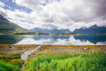 Beautifull landscape looks like a picture from movie. Sea surface and silence image. By Letowa.