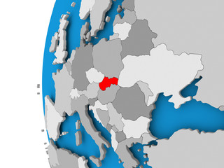 Obraz premium Map of Slovakia on political globe