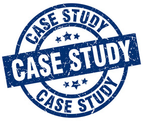 case study blue round grunge stamp