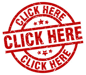 click here round red grunge stamp