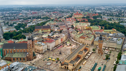 Fototapeta premium Top view of the main square of Krakow, Poland.