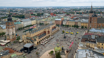 Top view of the main square of Krakow, Poland.