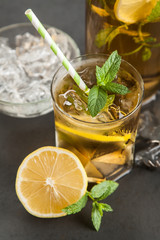 Ice tea with lemon and mint