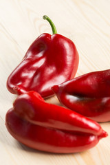 Closeup macro fresh red paprika in the native sunlight