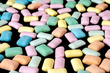Brightly colored close up chewing gum