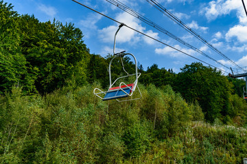 Mountain lift in summer