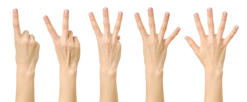 Female hand counting from one to five