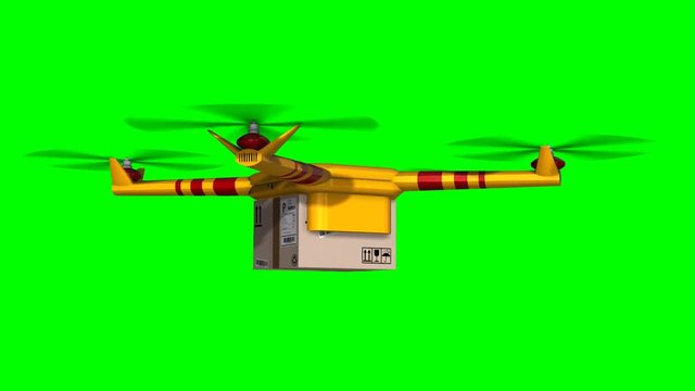 delivery drone - drone delivery a cardboard package - green screen