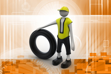 3d man with tire