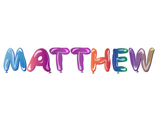 Vector Matthew name text balloons