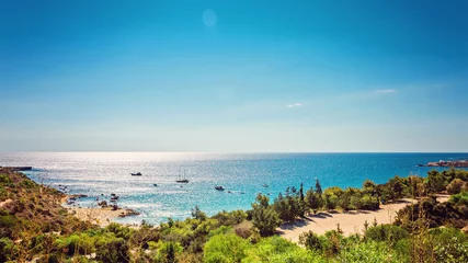Fototapete Zypern Zypern Protaras, Konnos Strand, Blick auf die Lagune Mittelmeer von oben