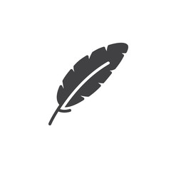 Feather, write icon vector, filled flat sign, solid pictogram isolated on white. Lightweight symbol, logo illustration. Vector graphics