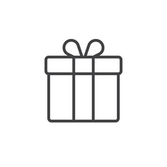 Gift box line icon, outline vector sign, linear style pictogram isolated on white. Present symbol, logo illustration. Editable stroke. Pixel perfect vector graphics