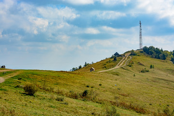 Mobile communications tower on the mountain