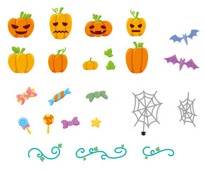 Naklejka premium ハロウィンアイコンセット
