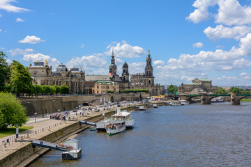 Fototapeta na wymiar Embankment of the River Elbe in Dresden, Saxony, Germany