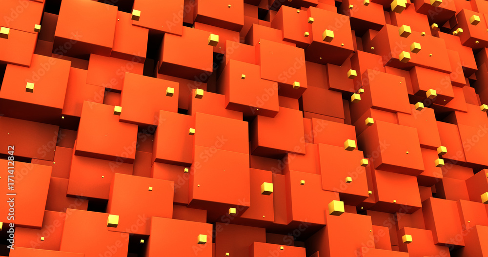 Aufkleber 3d render of abstract chaotic cubes background
