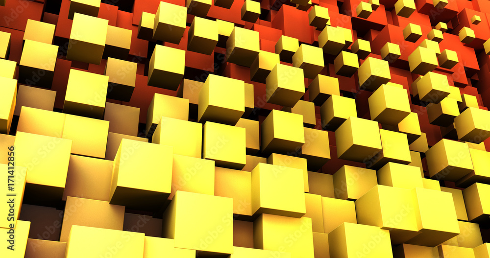 Aufkleber 3d render of abstract chaotic cubes background
