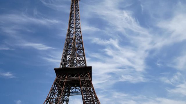 The Eiffel Tower over blue sky