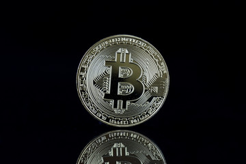 Physical version of Bitcoin, new virtual money. Conceptual image for worldwide cryptocurrency and...