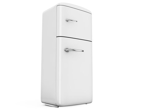 Retro fridge isolated on white bacground 3d render