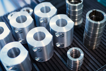 Industrial background from metal parts produced in metal industry