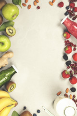 Green and red fresh juices or smoothies