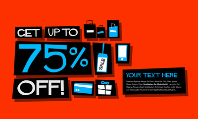 75% OFF Black Friday Sale (Promotional Poster Design Vector Illustration) With Text Box Template