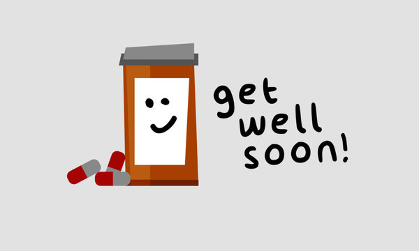 Get Well Soon (Medicine and Pills Vector Illustration Design Concept)