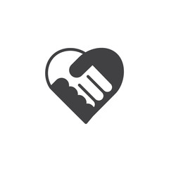 Handshake icon vector, filled flat sign, solid pictogram isolated on white. Love symbol, logo illustration