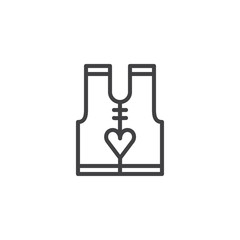 Shirt with heart icon vector, filled flat sign, solid pictogram isolated on white. Charity symbol, logo illustration