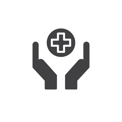 Donation hands icon vector, filled flat sign, solid pictogram isolated on white.Charity symbol, logo illustration