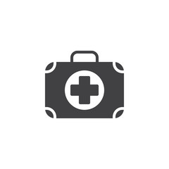 First aid kit icon vector, filled flat sign, solid pictogram isolated on white. Charity symbol, logo illustration