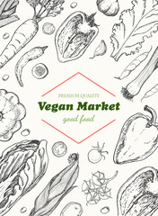 Vertical background with different vegetables. Organic food