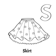 Vector alphabet letter S, coloring page. Skirt